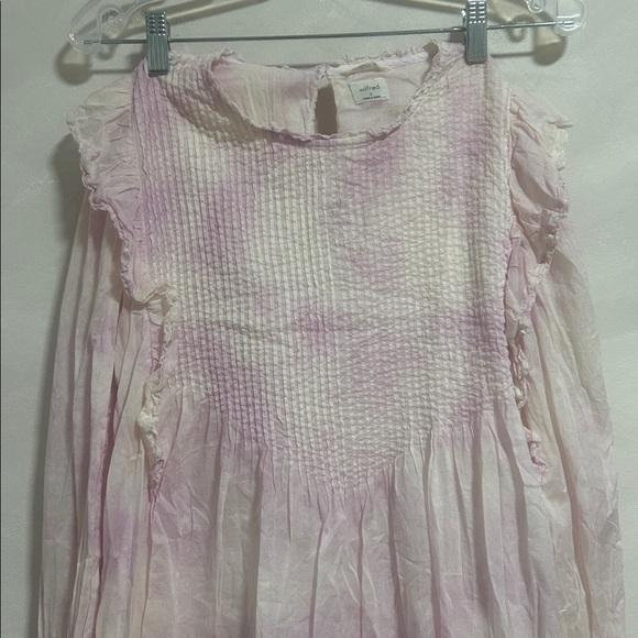 Aritzia Wilfred la boheme Elia Ruffled Tie Dye Prairie Mini Dress drop waist - Picture 5 of 12